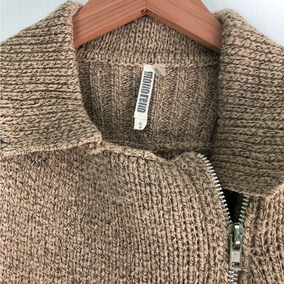Monoreno Anthropologie Tan Knit Zipper Jacket sweater style jacket size small - Picture 6 of 12